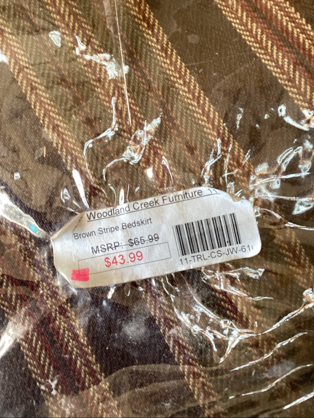 BNWT Brown Stripe Queen Bedskirt & Matching Piece - Picture 6 of 7